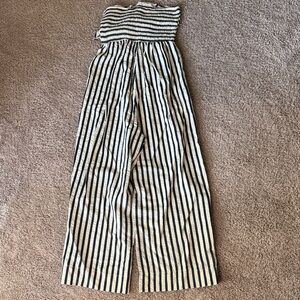 Elegant Black and White Striped Jumpsuit